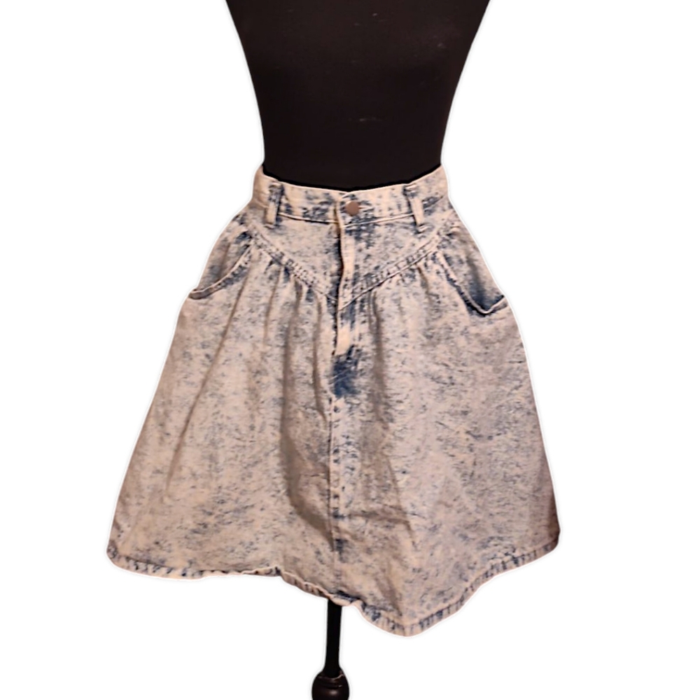 Vintage Acid Wash Denim Skirt By Mixed Blues